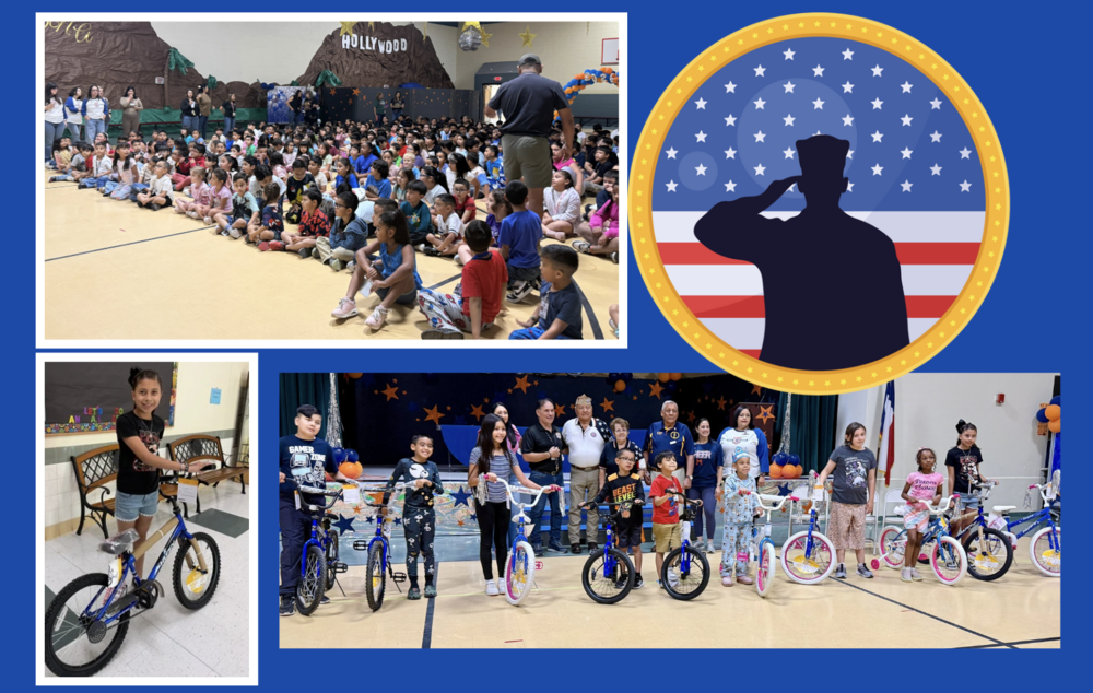 Bike givaway for students by the Benavidez-Patterson "All Airborne" Chapter