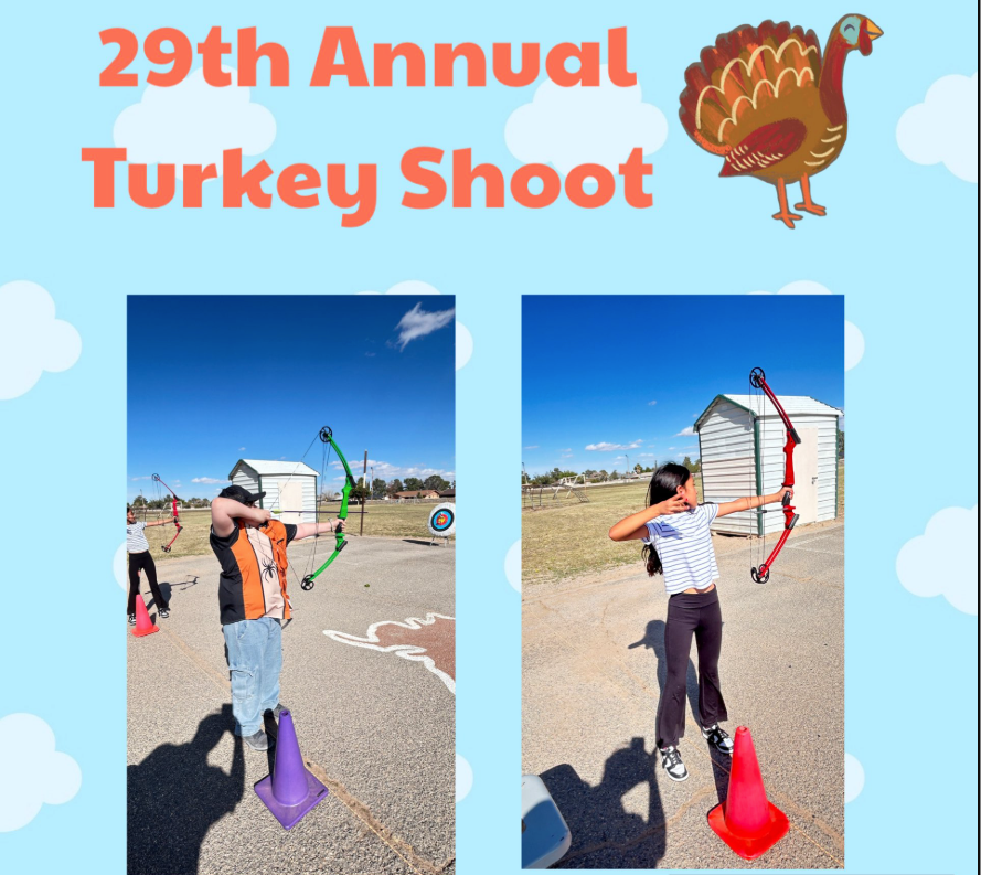 students hold bow and arrowl