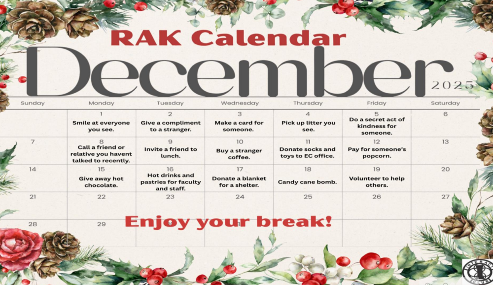 Hanks December RAK Calendar - Random Acts of Kindness