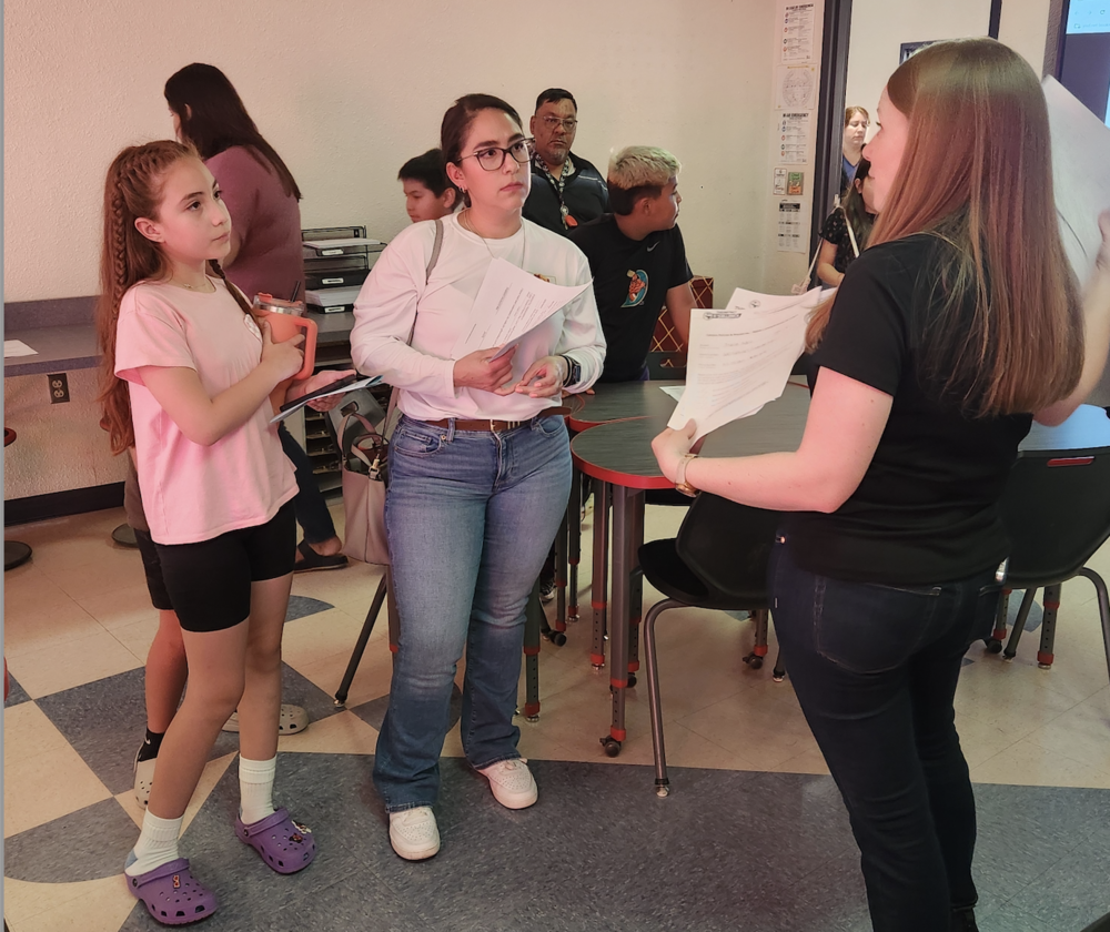 REL parent and student speaking with Ms. Shindo