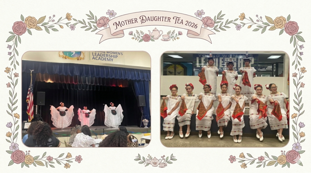 mother daughter tea 2026 event at YWLA campus with images of the event and students