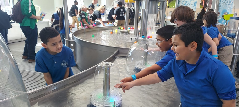 Students from Dolphin Terrace participate in hands on water activities.