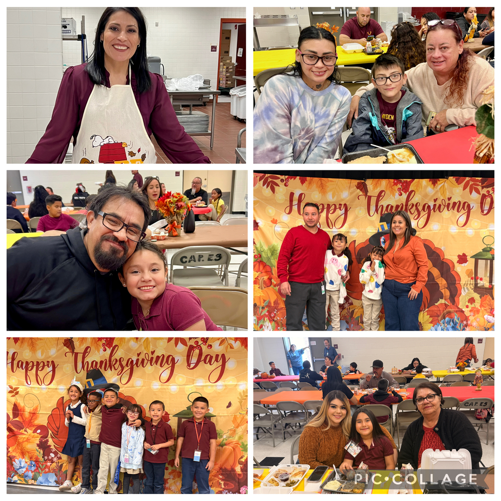 parents and students at thanksgiving lunch
