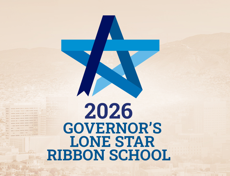 Blue star logo with a ribbon overlay above the text 2026 Governors Lone Star Ribbon School on a faded cityscape background.