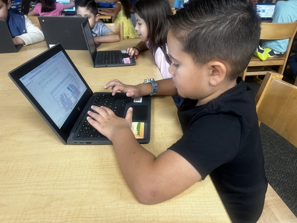 students typing