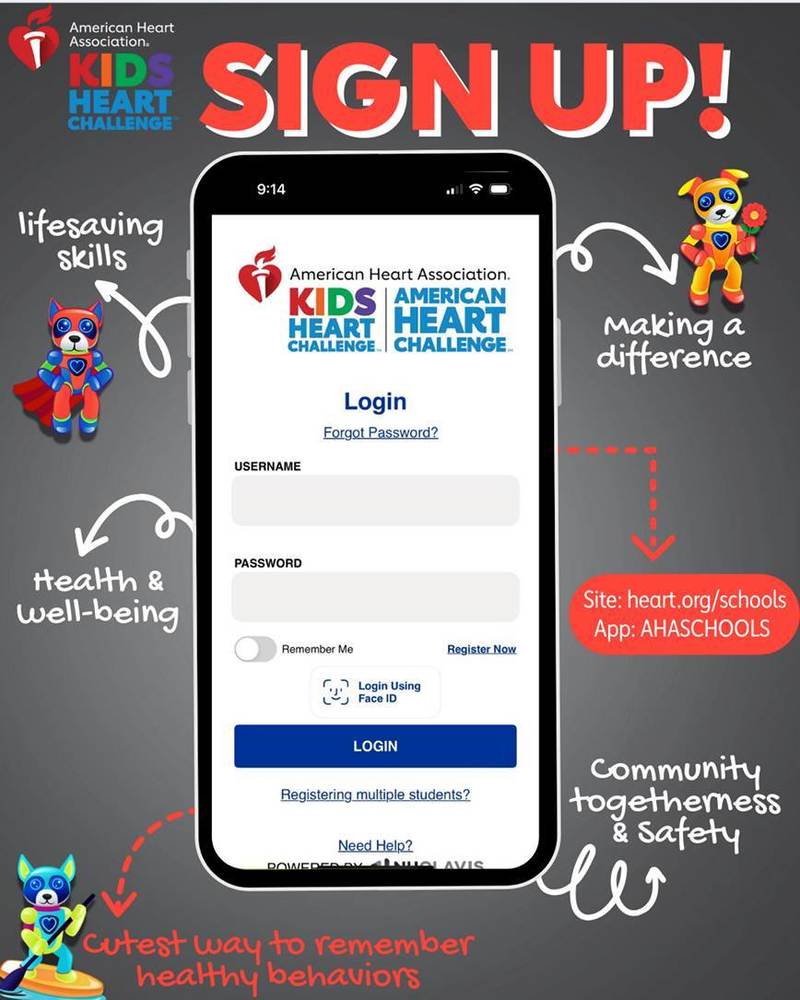 Sign up today for the Kids Heart Challenge happening now.