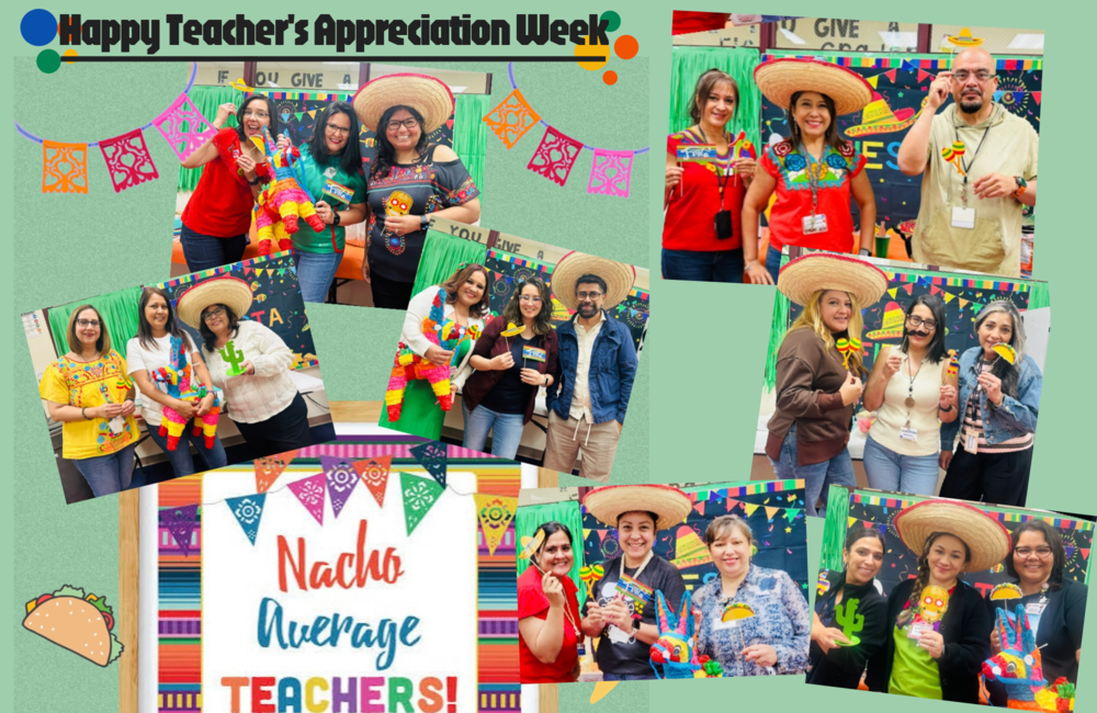 Teachers dress up in Mexican dress to celebrate being  Nacho Average Teachers