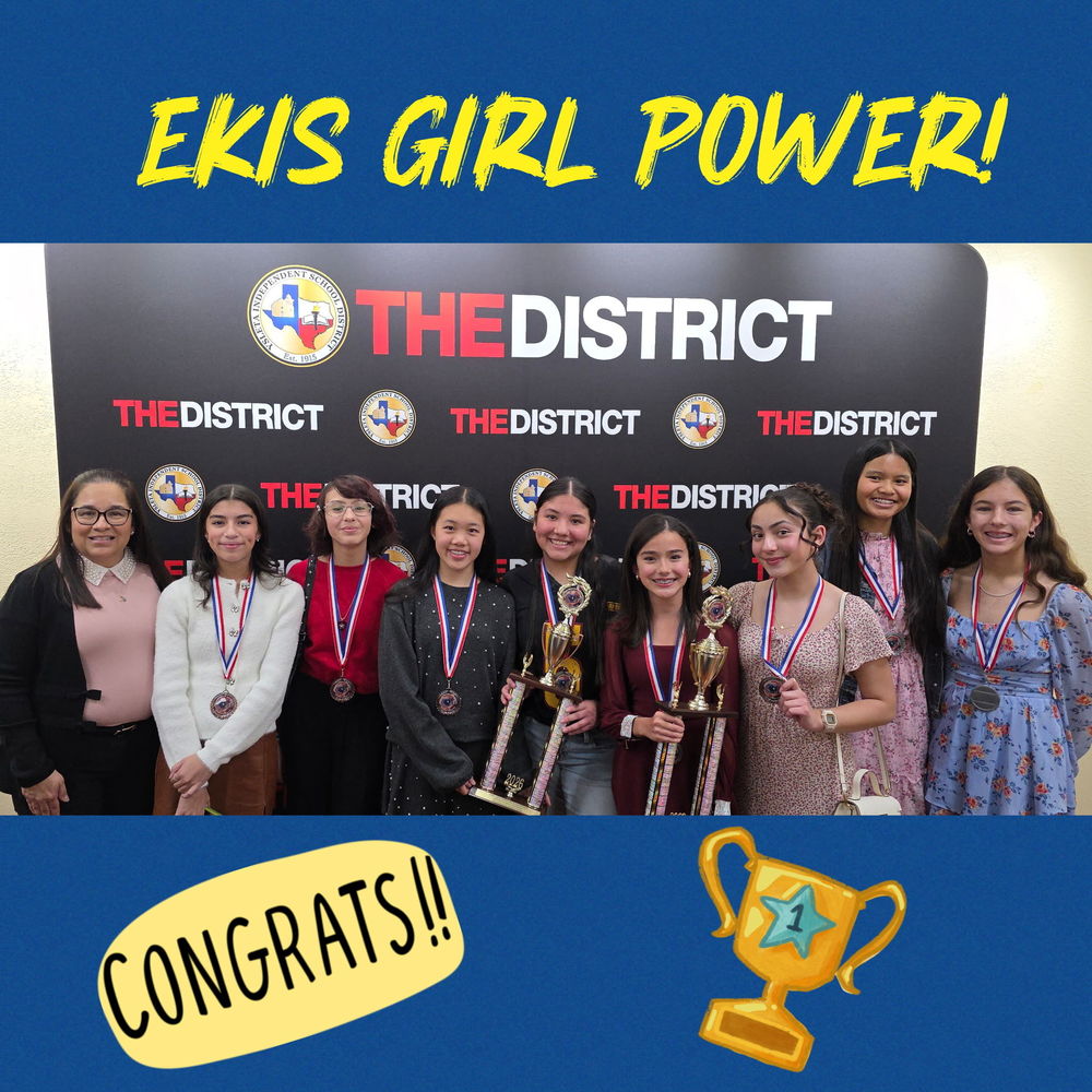 Photo collage of EKIS MS students receiving awards at the YISD science fair.