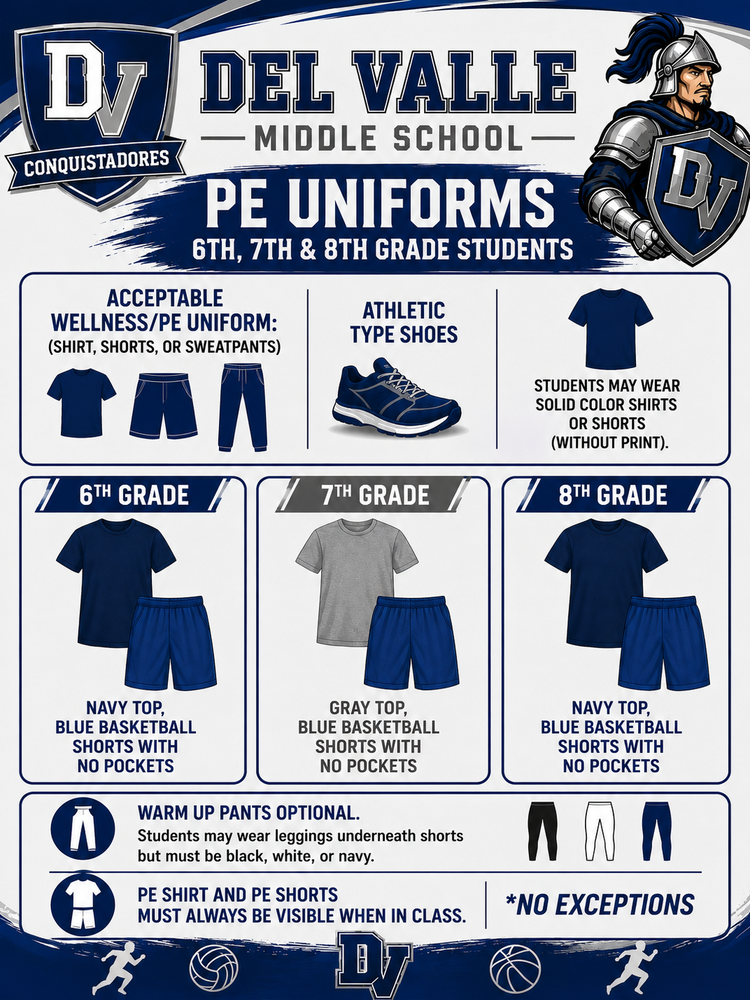DVMS PE Uniforms Information for the 2026-2027 School Year