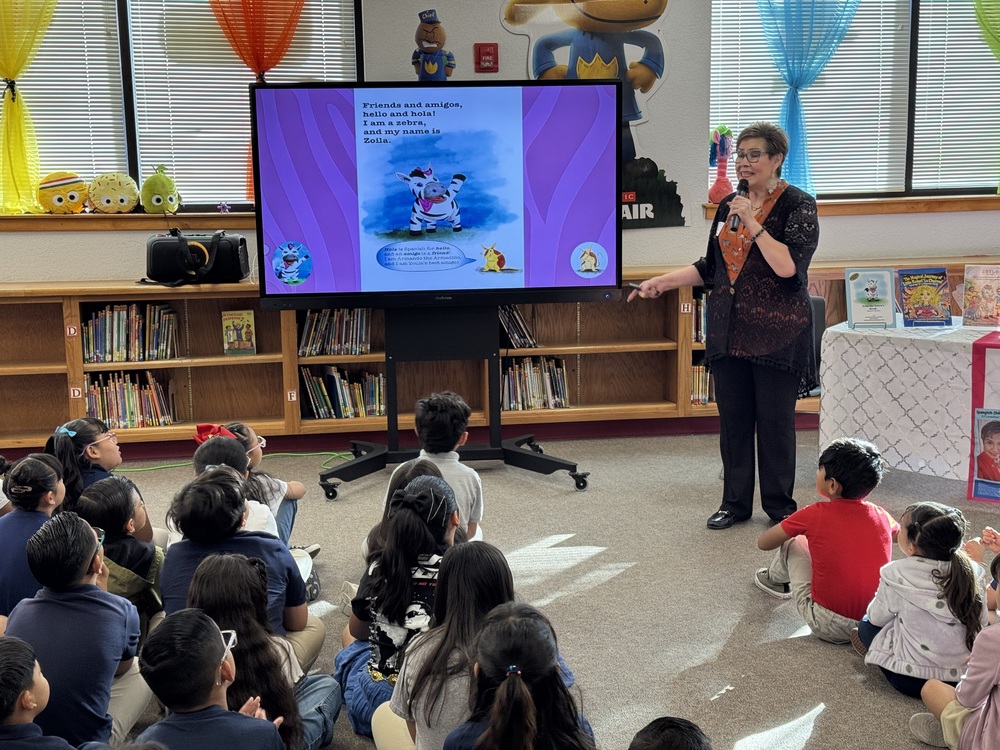 Author reading to our lower grades.