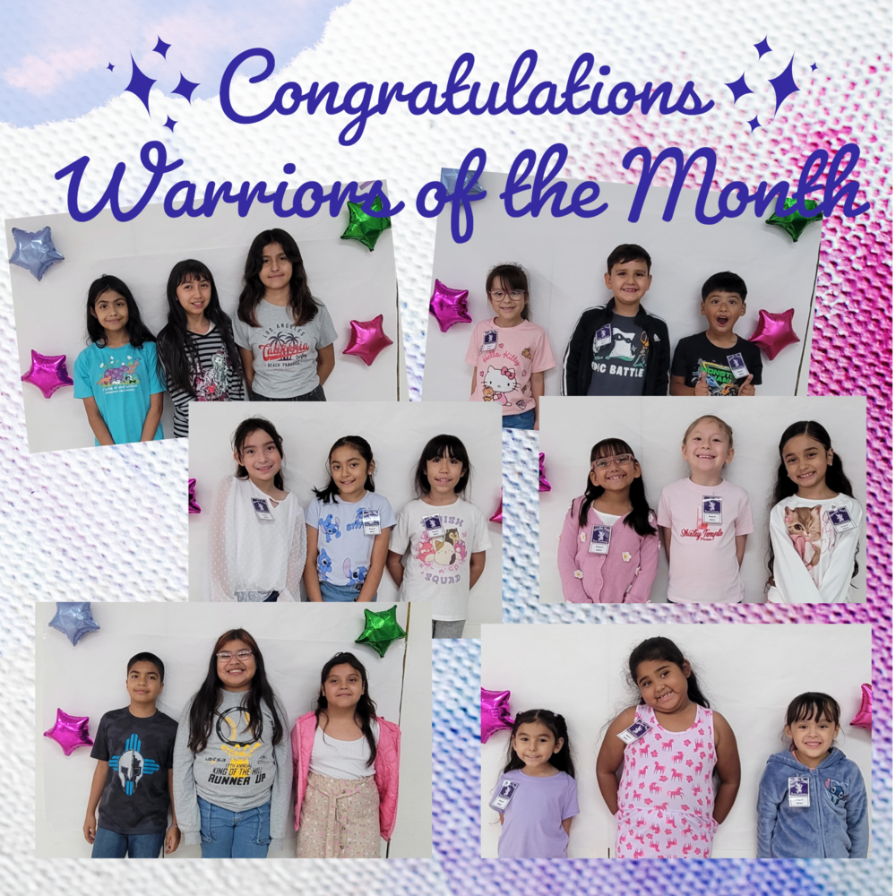 Student's pose for the camera to celebrate being Warrior of the Month