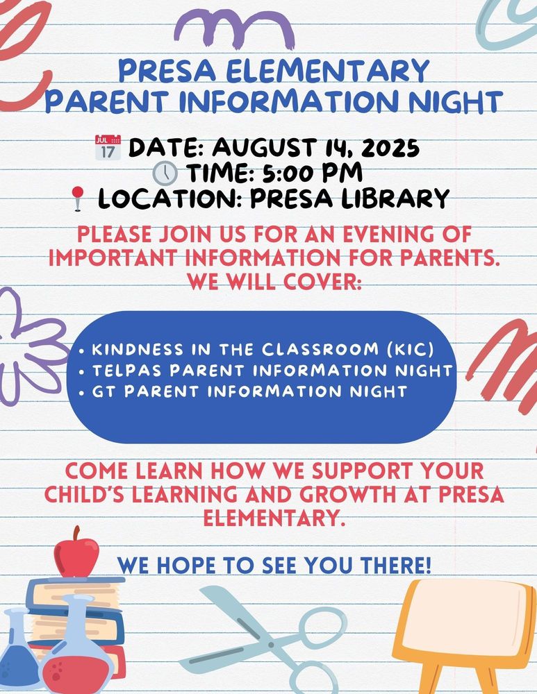 Parent Information Night Flyer in English