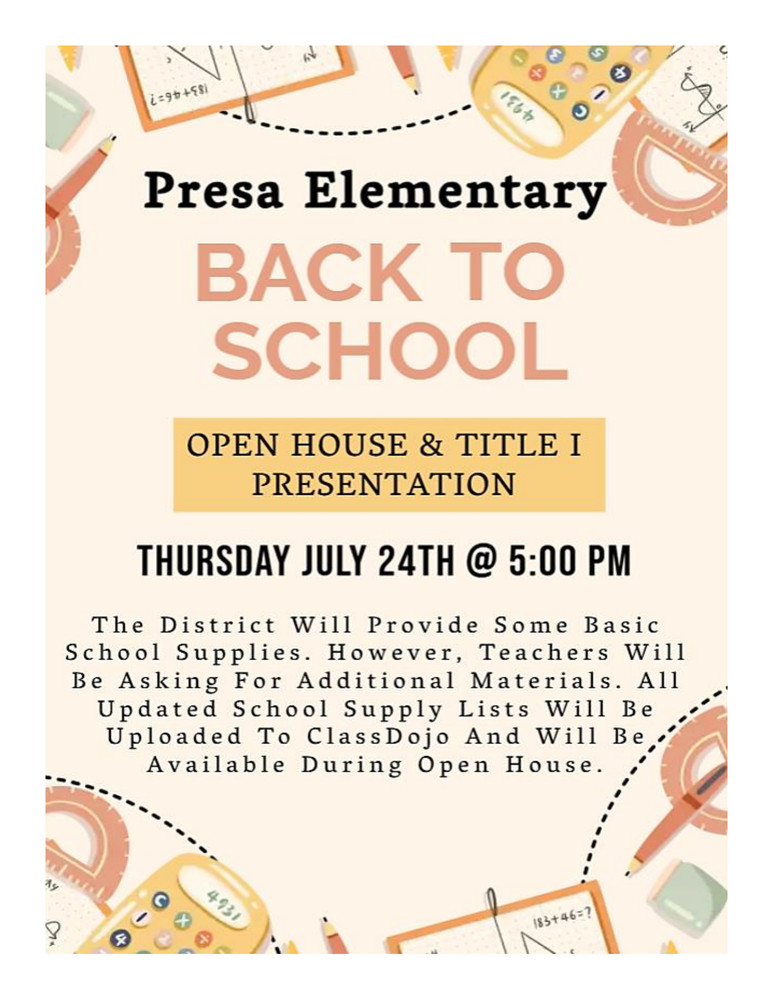 Open House Meet the Teacher Night