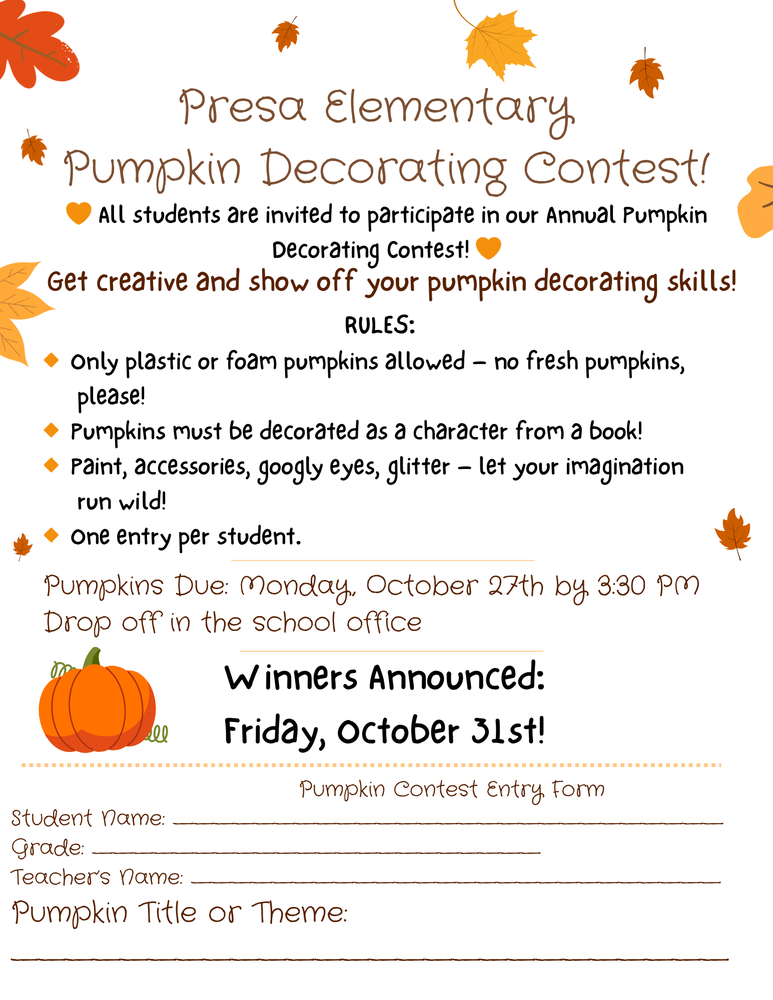 Flyer for Pumpkin Decorating Contest