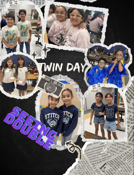 Students dressed as twins with matching outfits