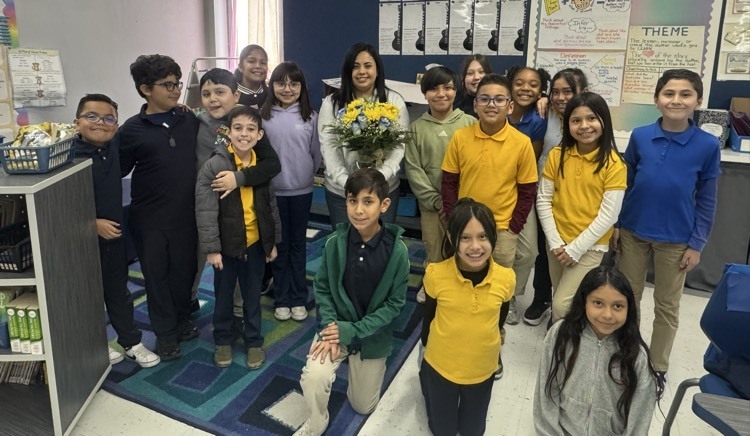 teacher with flowers