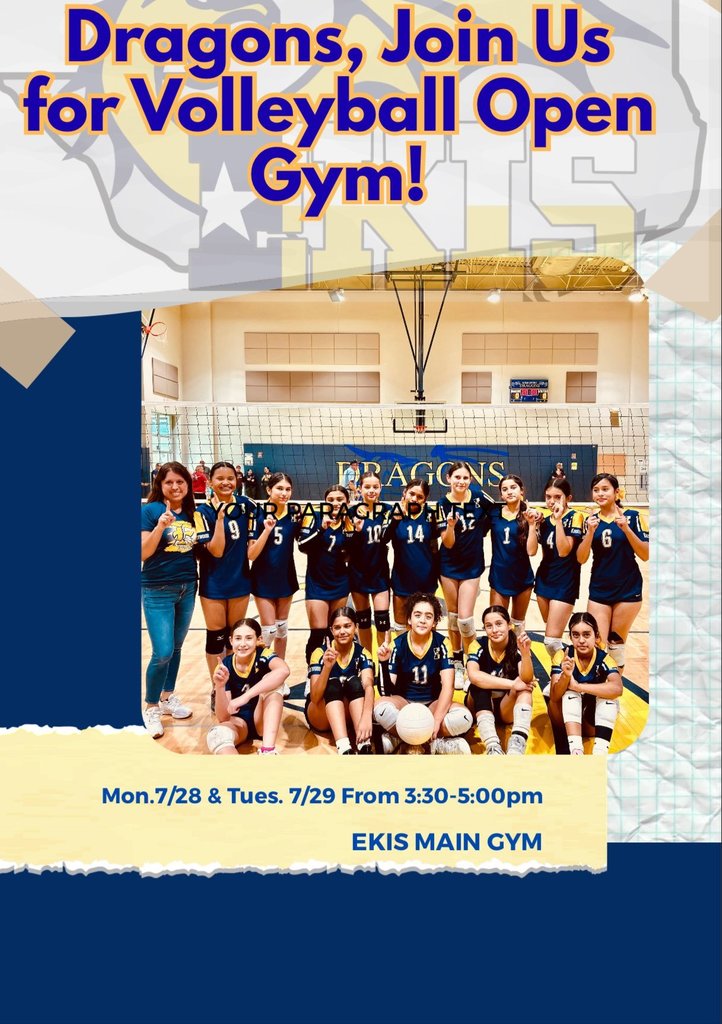 Flyer announcing Volleyball open gym and EKIS.