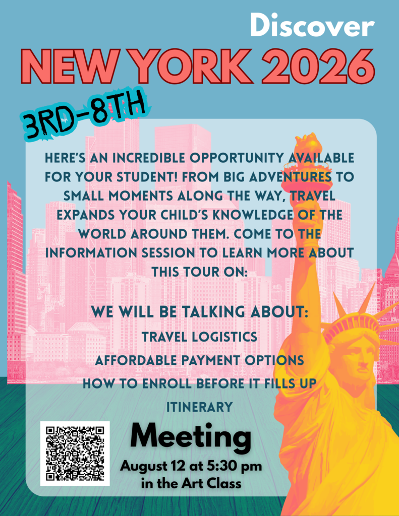 Flyer for the EKIS 2026 summer trip to New York.
