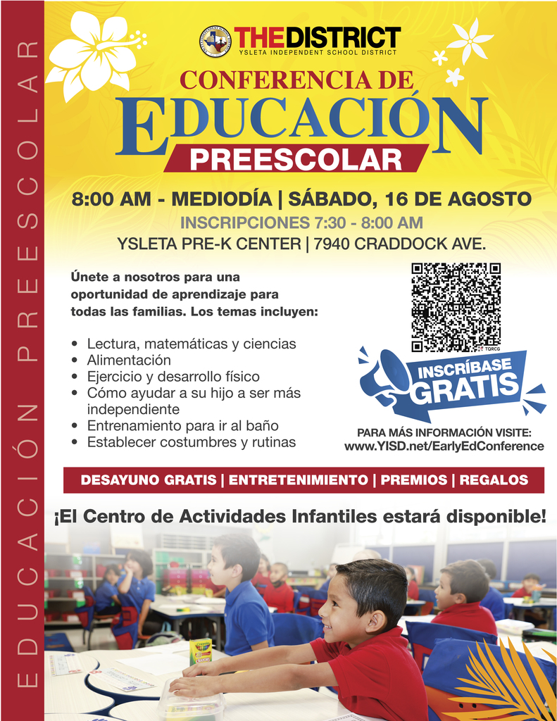 Education Conference flyer with all information about the conference (Spanish)