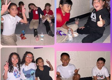 Students celebrating back to school dance