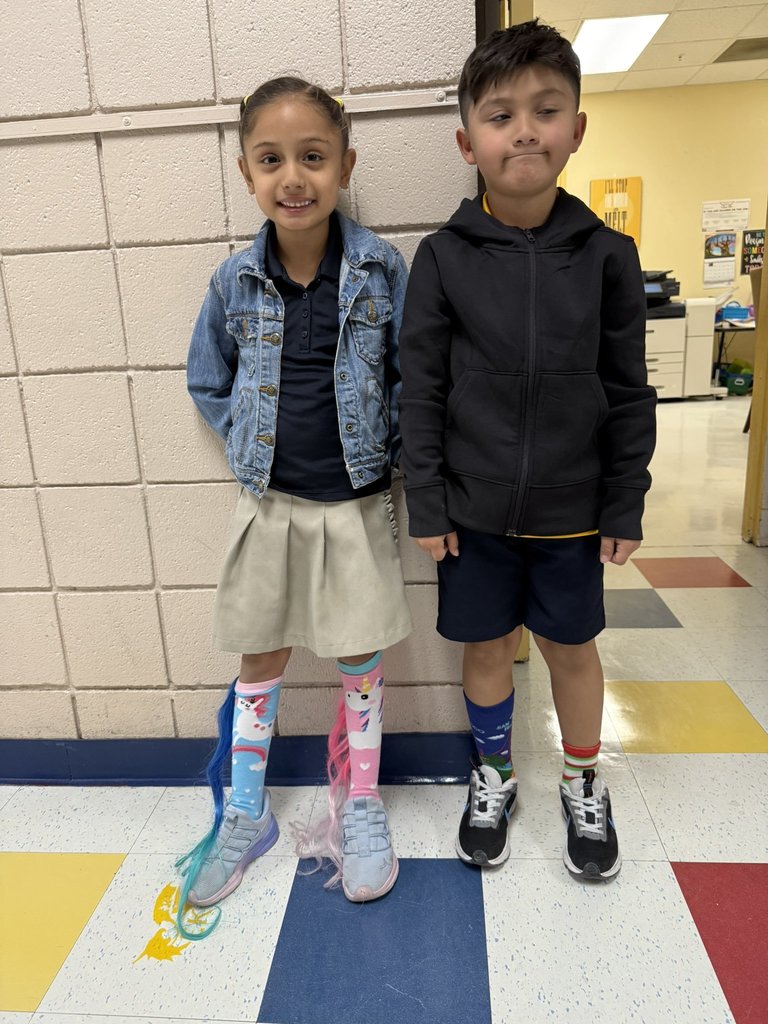 Photo of EKIS students wearing crazy socks.
