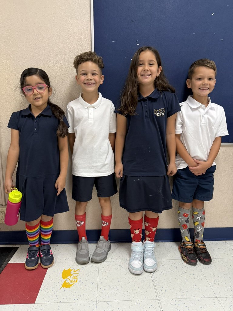 Photo of EKIS students wearing crazy socks.