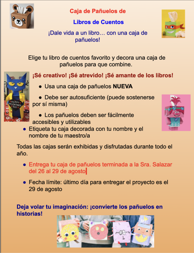 Caja de Panuelos de libros de cuentos flyer