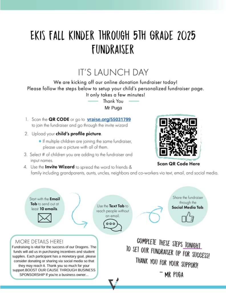 Flyer showing the steps to create an account to help support EKIS in the vertical fundraiser.