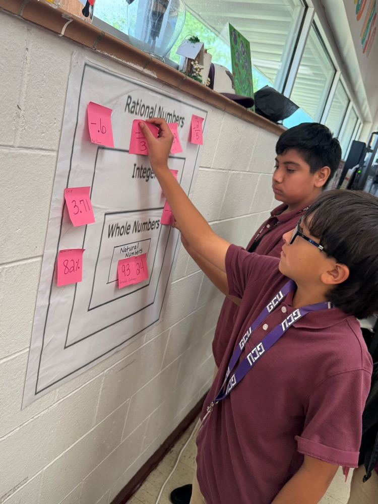 students looking at numbers