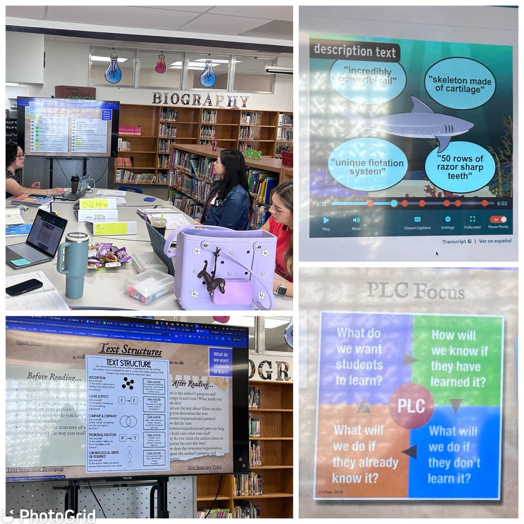 EKIS teachers examining the rigor of TEKS during PLT sessions.