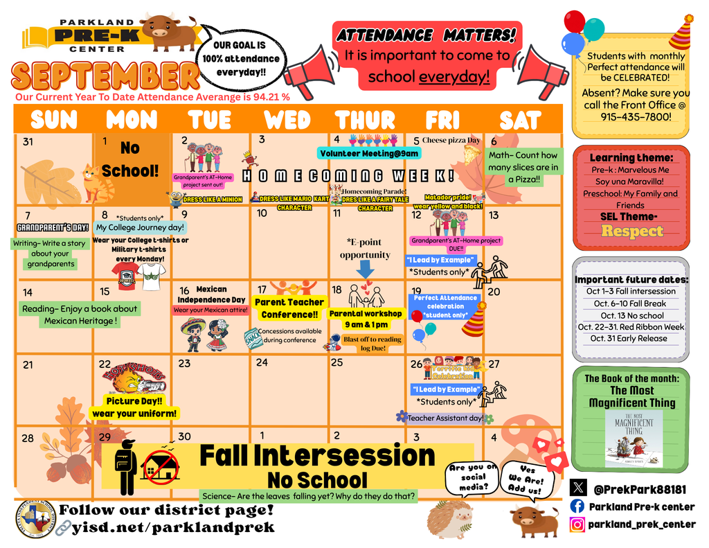 September Pareent Calendar!