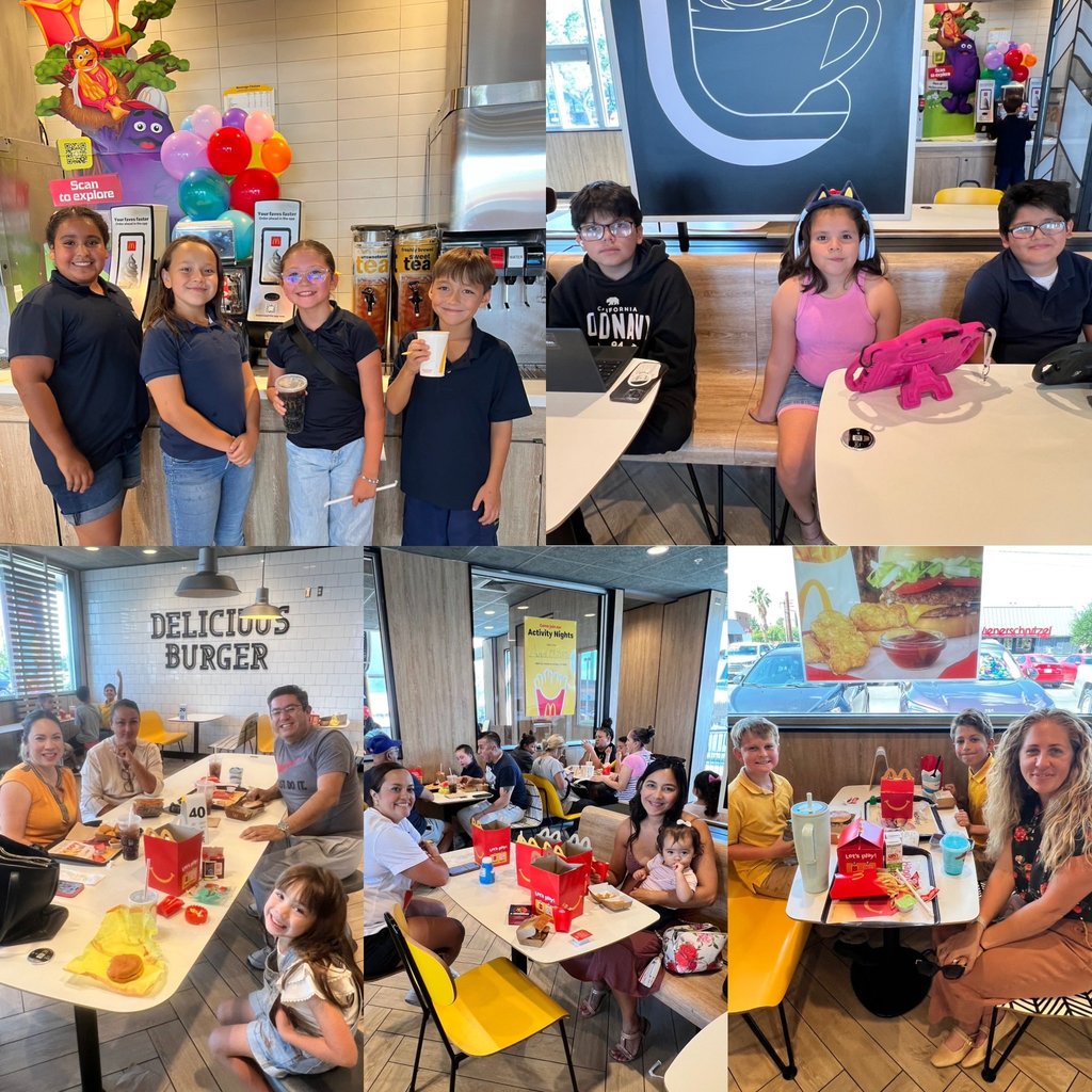 Photo of EKIS teachers, students and parents at a fundraiser at McDonald's.