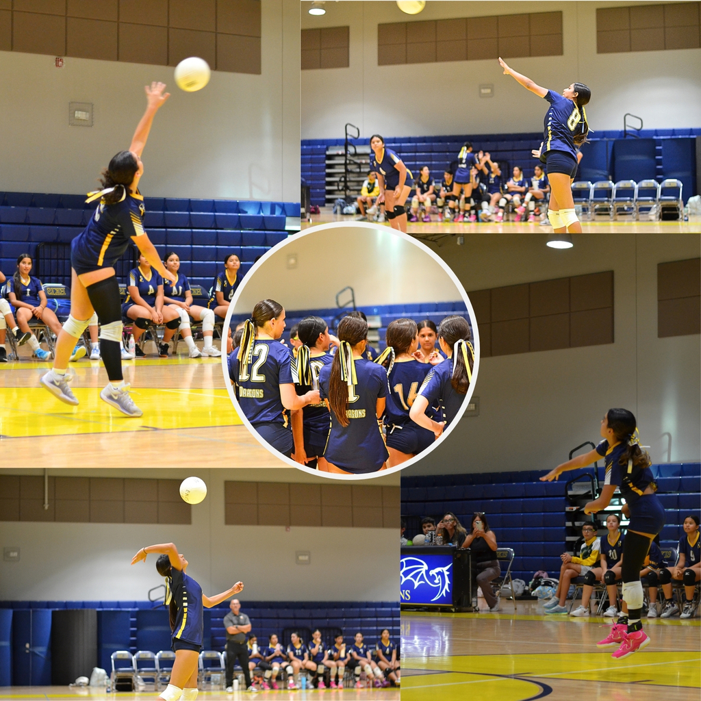 Photo collage of EKIS volleyball team members at a volleyball game.