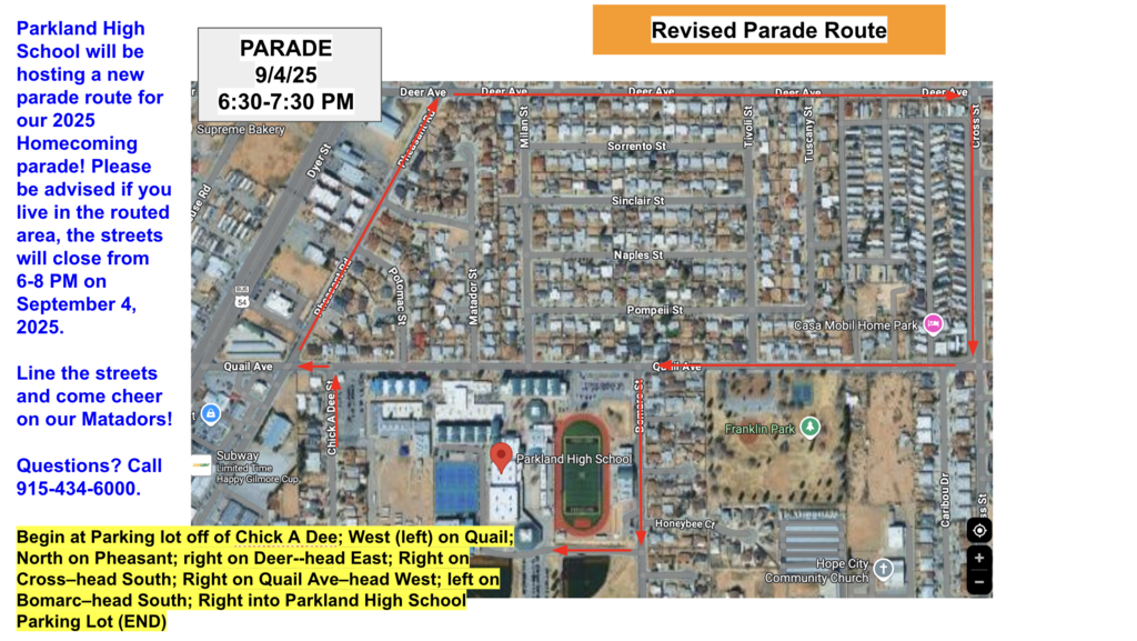 Parkland High School New Homecoming Parade Route