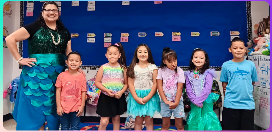 Students dressed up "under the sea" theme