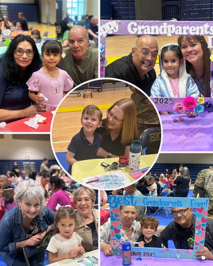 Photo collage of EKIS students celebrating with their grandparents.