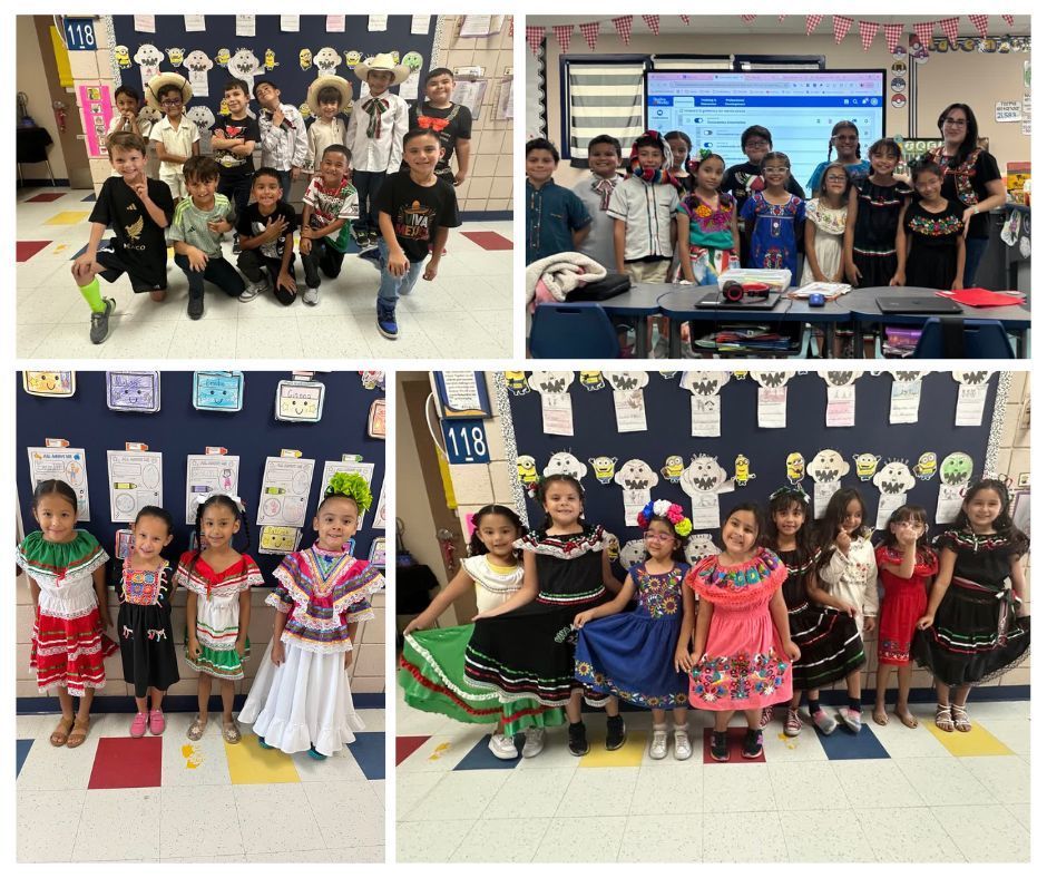 Photo collage of EKIS students celebrating Hispanic Heritage on the 16 of September.