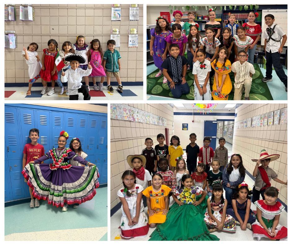 Photo collage of EKIS students celebrating Hispanic Heritage on the 16 of September.