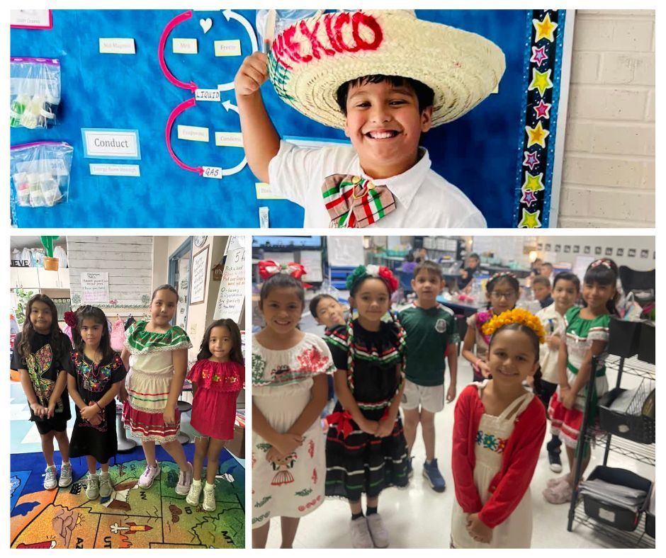 Photo collage of EKIS students celebrating Hispanic Heritage on the 16 of September.