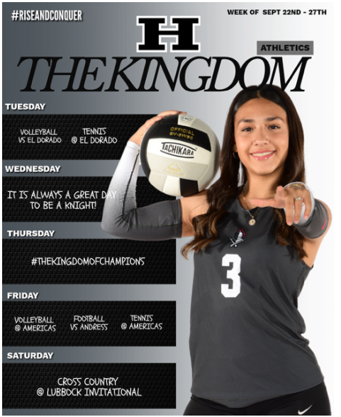 The Kingdom Athletics Schedule: Sept 22 - 27