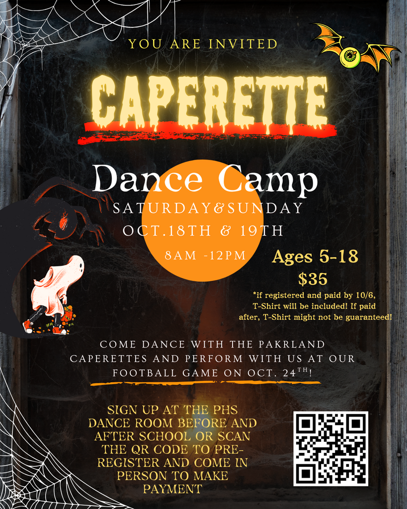 PHS Caperette Dance Camp Information for Oct 18-19, 2025