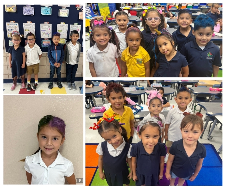 Photo collage of EKIS students and faculty showing their crazy hair.