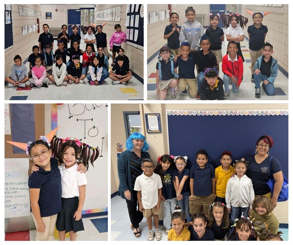 Photo collage of EKIS students and faculty showing their crazy hair.