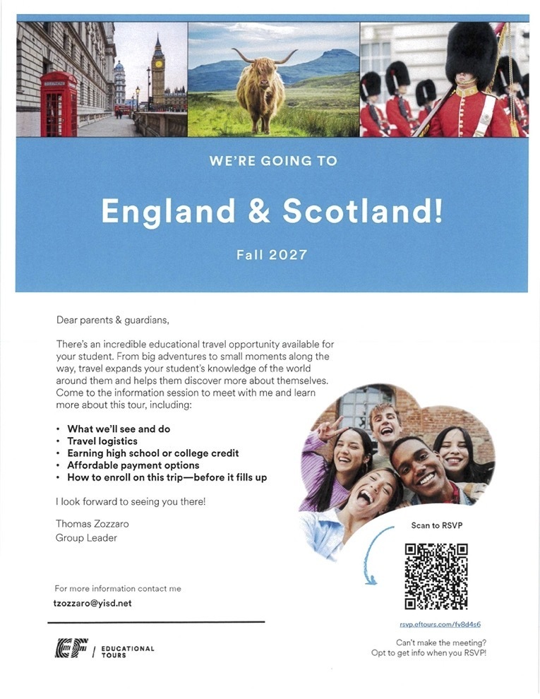 England and Scotland Trip Flyer