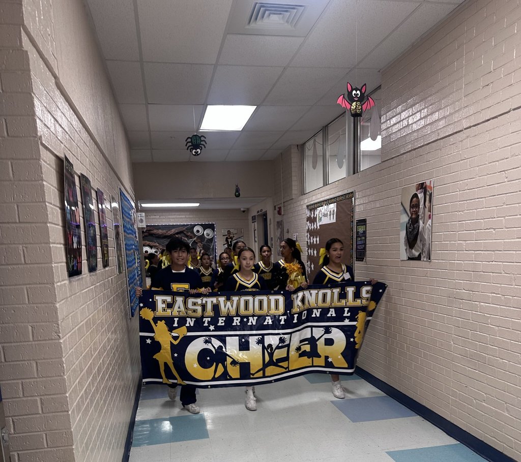 Photo of EKIS student celebrating in a parade and pep rally.