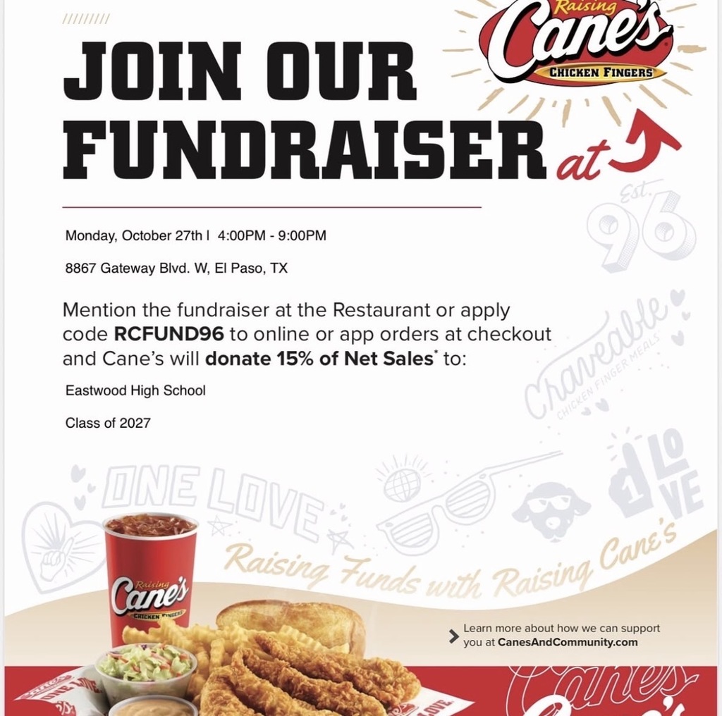 Raising Cane's fundraiser flyer