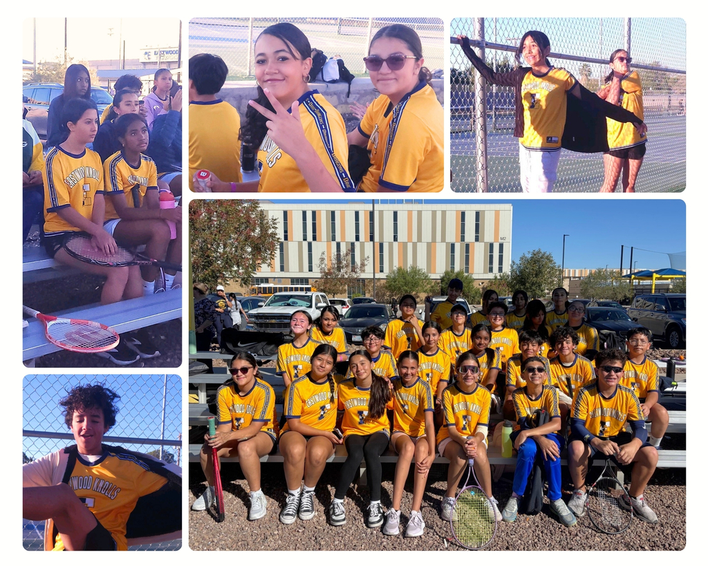Photo collage of the EKIS tennis team at the first tennis tournament of the season.