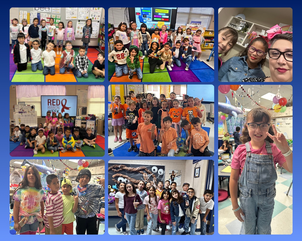 Photo collage of EKIS students celebrating during red ribbon week.