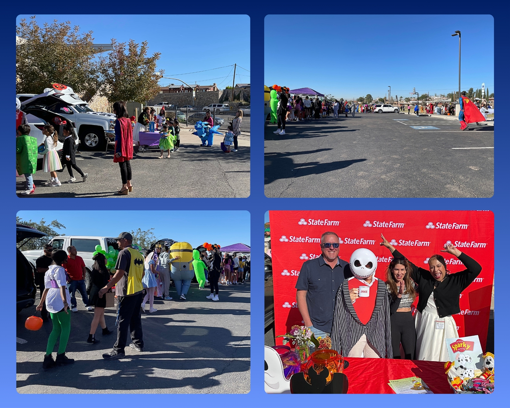 Photo collage of the PTA sponsored Trunk-or-Treat at EKIS.