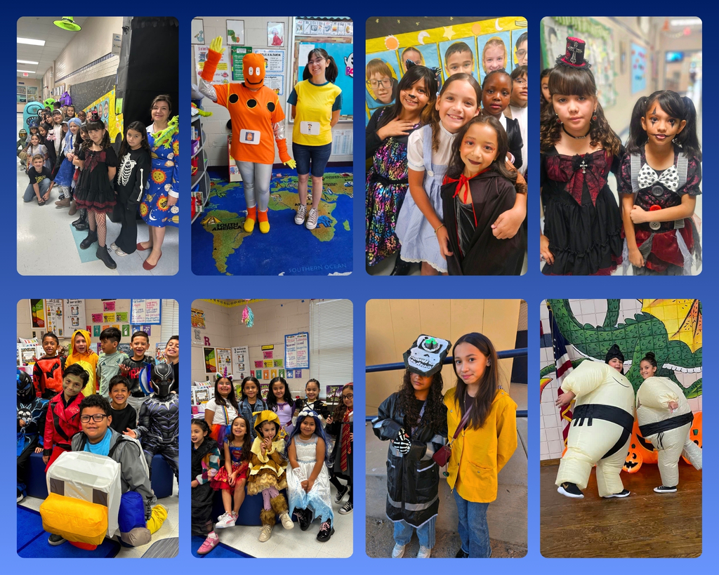 Photo collage of EKIS faculty and students dressing up for Halloween.